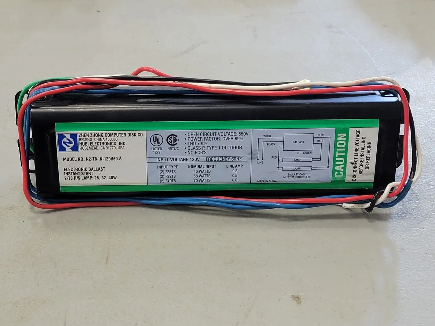 NEW ZHEN ZHONG COMPUTER DISCK CO. N2-T8-IN-120V60