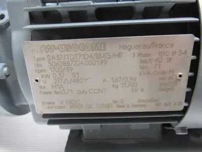 Sew-usocome SA37/TDT71D4/BMG/HR Helical-worm Gear motor W/24VDC Brake