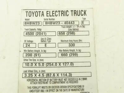 Toyota 8HBW23 Orange Shroud Plastic Cover Removed From 8HBW23 Walkie Pallet Jack