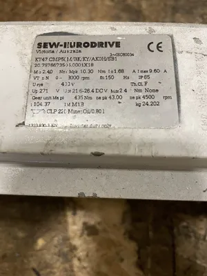 Sew-Eurodrive KT47CMP50M/BK/KY/AKOH/SB1 Servo Gear Drive/Speed Reducer 104.37:1