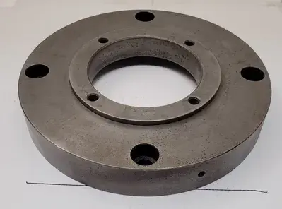 15" LATHE FACE PLATE - D1-8 MOUNT WITH 6-5/8" THROUGH HOLE