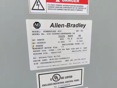 Allen Bradley 22C-D088A103 Powerflex 400 AC Drive VFD 60Hp 460V 3Ph Enclosure