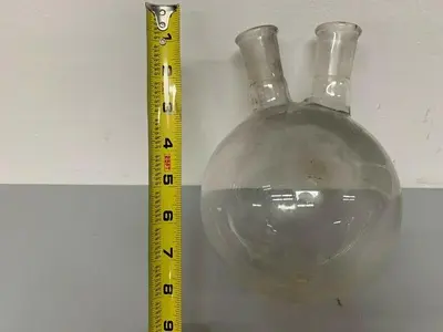 USED SHORT PATH DISTILLATION GLASSWARE W/ TWO 1.5" OPENINGS