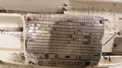 US Motors 10HP; 1180RPM; 460V; Frame: 284U D01-E078B-M