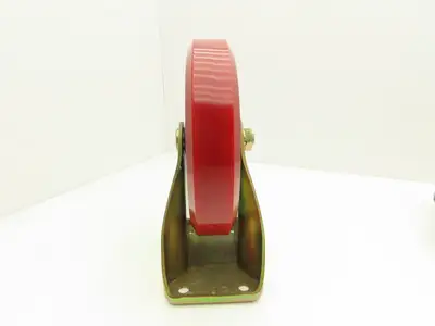 200x42mm 8" Red Polyurethane Rigid Plate Caster Wheel  Lot of 4