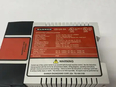 Used Banner Engineering E-Stop/Rope Pull Guard & Monitoring Safety Relay Module, 66091 PLC Processors Michigan US | Maverick Industrial Sales #1389841