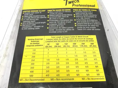 New | in-Stock Tweco Copper Ground Clamp 300A 1-1/2" Jaw Opening 8-1/2" Overall Length Welding Machinery (Other) Michigan US | Maverick Industrial Sales #1391906