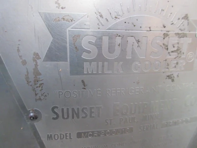 Sunset #MCR200U10, Refrigerated milk cooler w/milk master agitator drive