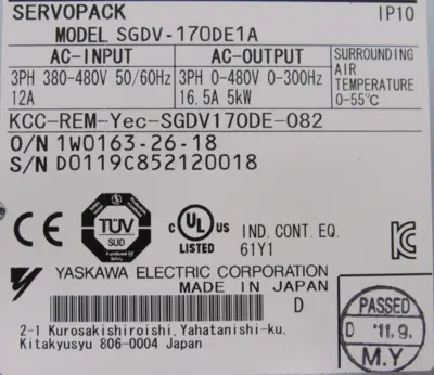 NEW YASKAWA SGDV-170DE1A000000200 SERVOPACK SGDV-0CA01A SGDV170DE1A000000200