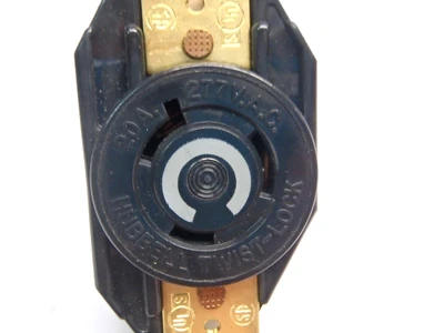 USED HUBBELL TWIST-LOCK RECEPTACLE 20A 277 VAC CU WIRE ONLY
