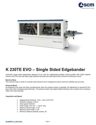 USED 2022 SCM OLIMPIC K230 EVO