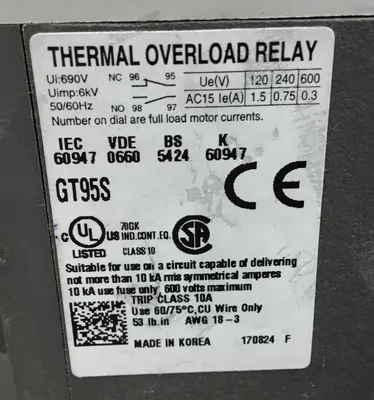 CARLO GAVAZZI GT95S Thermal Overload Relay 80-100 ARC 4G