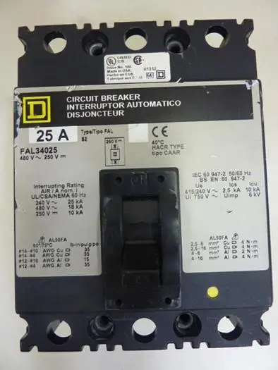 Used SQUARE D FAL34025 Circuit Breakers Michigan US | Ideal Machinery #571689