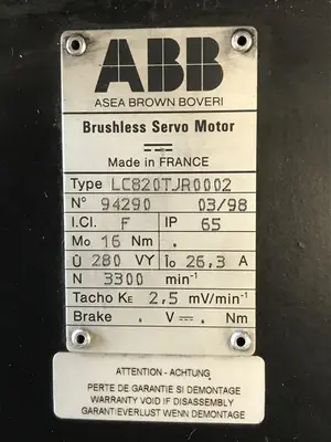 USED ABB BRUSHLESS SERVO MOTOR LC630TJ R0002