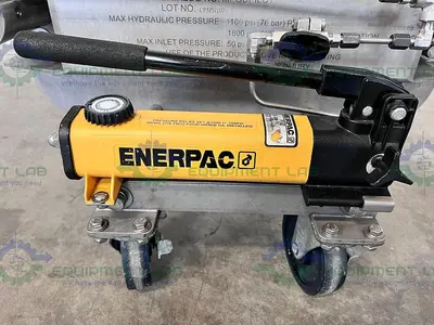 USED MILLIPORE MPODPILOT CP5PN1075 FILTER PRESS W/ ENERPAC P142 HYDRAULIC HAND PUMP