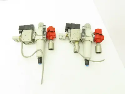 SMC Pneumatic Air Soft Start Valve Relief Filter Regulator Assembly Lot of 2