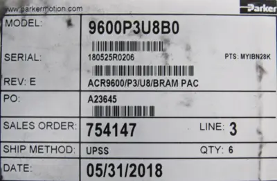 NEW PARKER 9600P3U8B0 SERVO CONTROLLER