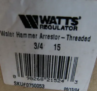 NEW WATTS WH-201 WATER HAMMER ARRESTOR NO. 15 WH201