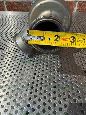 USED LESER 4484.7524 STAINLESS STEEL SAFETY VALVE W/ 1.5" TO 2" SANITARY FITTINGS