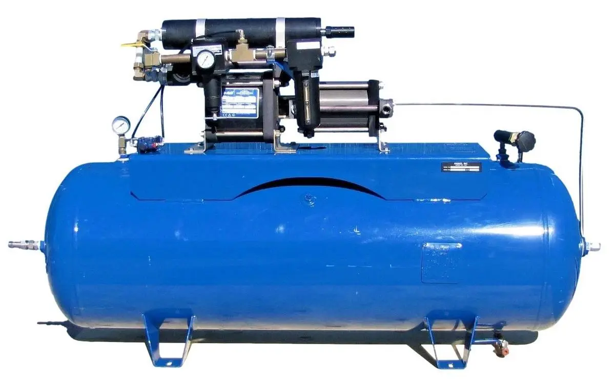 Haskel 8AGD-2 Single Stage Double Action Gas Booster with 80 Gallon Tank