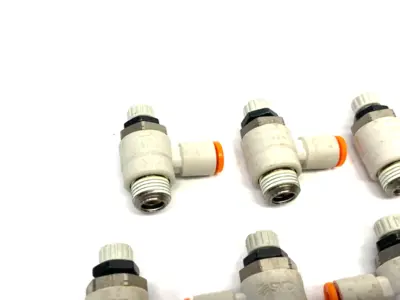 New | in-Stock SMC PNEUMATIC FLOW CONTROL ELBOW FITTING 5/32" OD TUBE Hoses | Maverick Industrial Sales #1110350