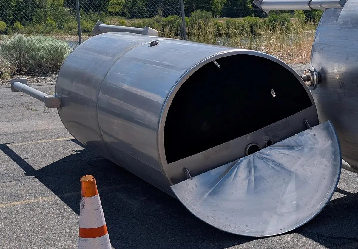 Tank, 1,000 Gallon, Stainless Steel, 50” x 120”, Cone Bottom, #5991593