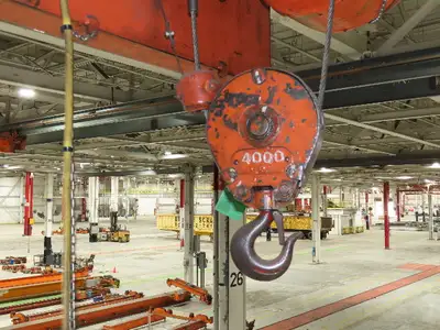 Cleveland Tramrail P&H 2 Ton Single Girder Underhung Bridge Crane 45' 10" Span