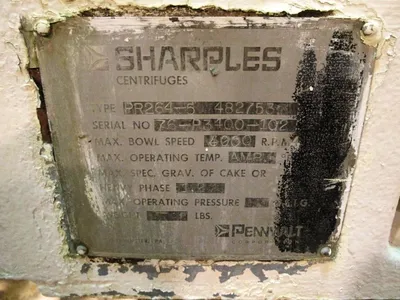 (5) Sharples P3400 Super-D-Canter centrifuges, 316SS.