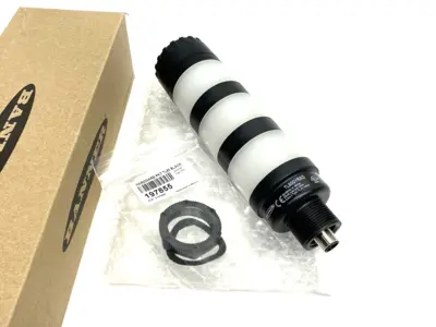USED BANNER ENGINEERING CORE SERIES 50MM LED TOWER LIGHT W/ AUDIBLE IND. 3-COLOR 83214