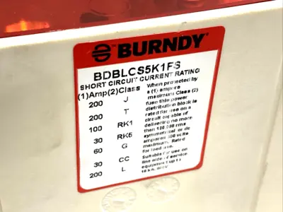 BDBLCS5K1FS | Burndy  1-Pole Finger-Safe Power Distribution Block 600V 310A CU9AL - New Other