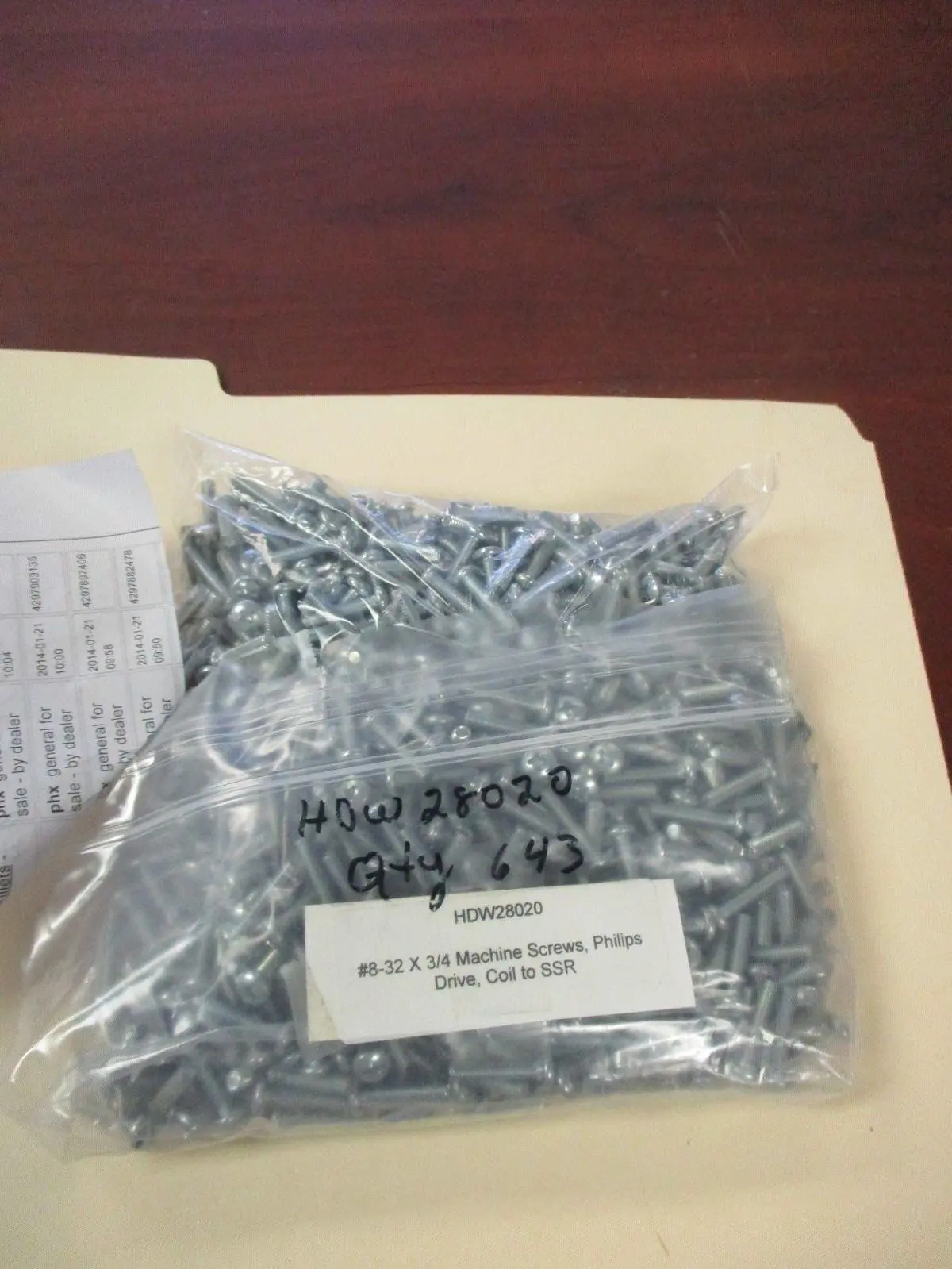 New #8-32X 3/4" Phillip Screws (QTY est. 643)