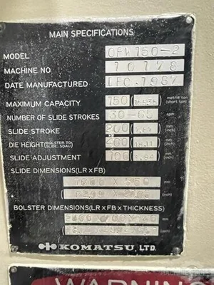 USED 1987 KOMATSU PRESS OBW 150-2