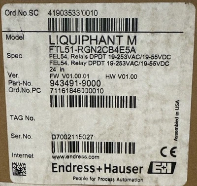 NEW Endress Hauser FTL51-RGN2CB4E5A