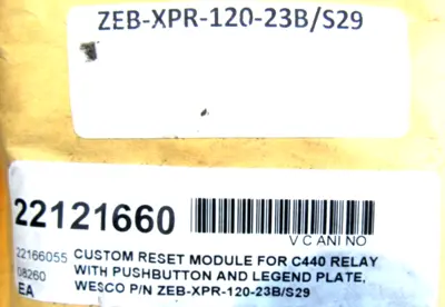 NEW EATON ZEB-XPR-120-23B/S29 RESET MODULE W/ PUSHBUTTON &LEGEND PLATE ZEBXPR23B