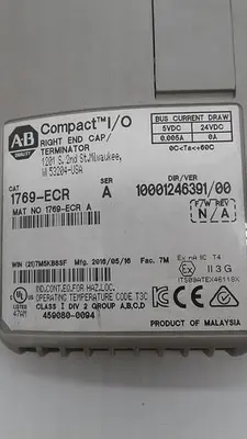 Used ALLEN-BRADLEY ALLEN-BRADLEY COMPACT I/O RIGHT END CAP 1769-ECR SER.A PLC Input & Output | ND Industrial Surplus #1212088