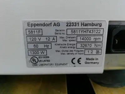 Eppendorf 5810R Refrigerated Centrifuge w/ Rotor (A-4-62), Buckets & Inserts