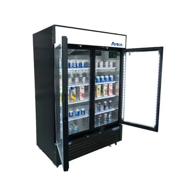 New | in-Stock Atosa New Atosa MCF8723GR Bottom Mount (2) Glass Door Merchandiser Refrigerator 43.95 Cu Ft - Black Display Refrigerators Illinois US | Falcon Restaurant Supply #1375451