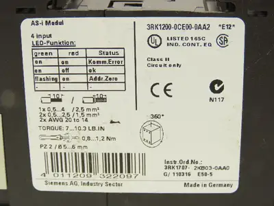 Siemens 3RK1200-0CE00-0AA2 Digital Safety Relay Input Output Module Lot of 4