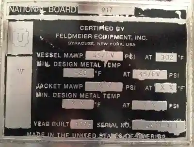 125 gal feldmeier stainless steel pressure vessel