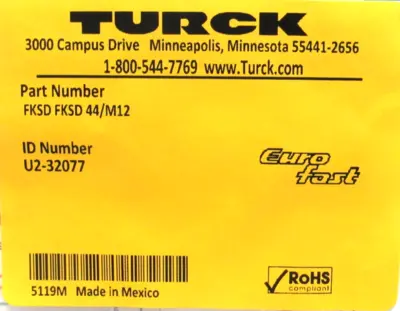 NEW TURCK FKSD FKSD 44/M12 RECEPTACLE U2-32077 FKSDFKSD44M12