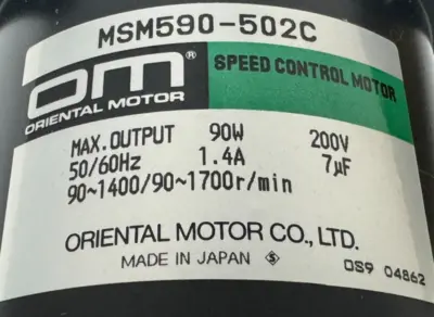 NEW ORIENTAL MOTOR MSM590-502C SPEED CONTROL MOTOR 200V 60W