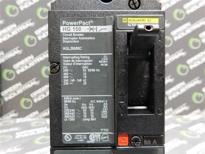 Square D HGL26080C Circuit Breaker 80A 600VAC 250 VDC 2 Pole Type HG 150 New NIB