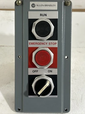 Allen Bradley Push Button Control Panel  Emerg. Stop,Run,Off/On Fast Shipping!