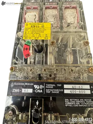 Used KLOCKNER/MOELLER NZM6B/ZM6-63-CNA Circuit Breakers Kentucky US | Industrial Parts R Us Inc. #1493562