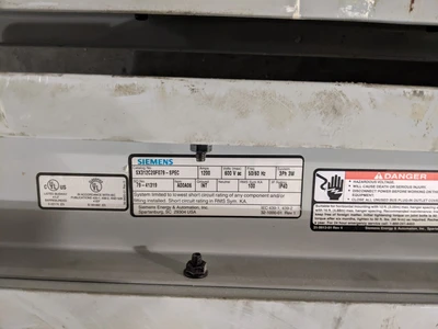 Siemens 1200 Amp Bus Duct  SX312C20F079-SPEC