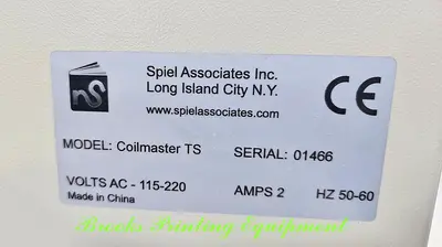 Used SPIEL ASSOCIATES COILMASTER TS Binding Equipment North Carolina US | BROOKS PRINTING EQUIPMENT #1668505