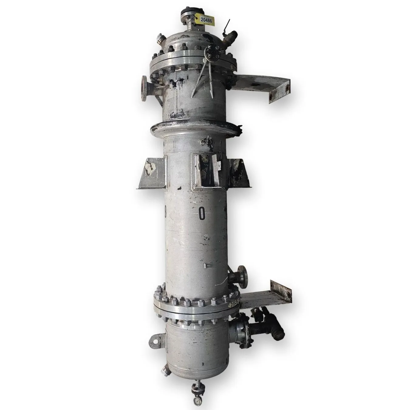 Used 20" Shell and Tube Stainless Steel Condenser Heat Exchanger, Fixed Tube