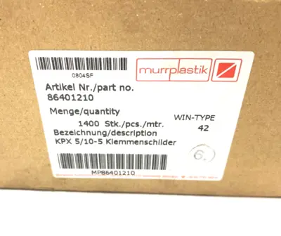 New | in-Stock Murrplastik Terminal Block Label Plate White Terminal Blocks Michigan US | Maverick Industrial Sales #1470259