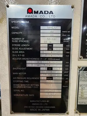USED 2008 AMADA TPWL80