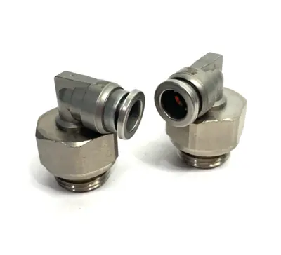 USED SMC METAL MALE ELBOW SWIVEL FITTING 10MM OD TUBE